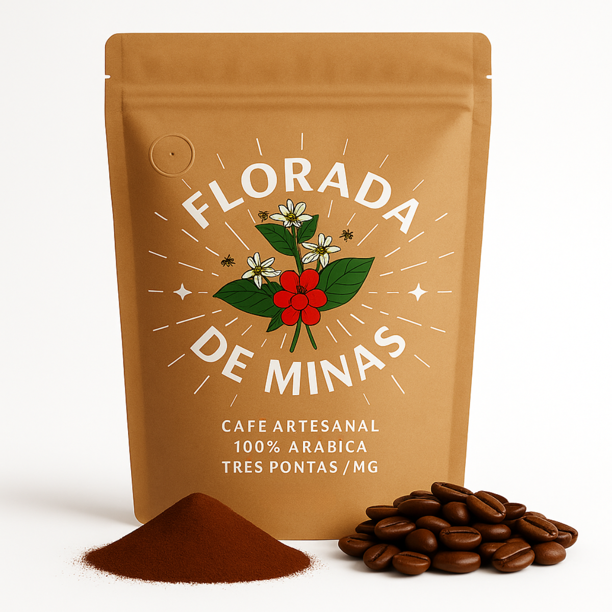 Café Especial Artesanal Grãos Torrado ou Moído em Pó com Válvula Aromática. Café do Sul de Minas. Três Pontas.